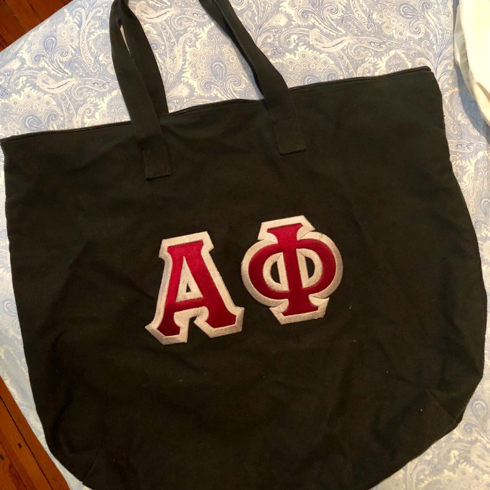 Alpha Phi tote with Embroidered Letters